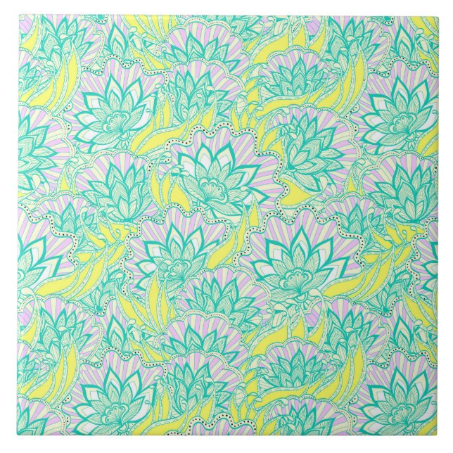 Padrão floral amarelo verde fofo (Frente)