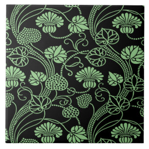 Padrão Floral Anterior Preto e Verde