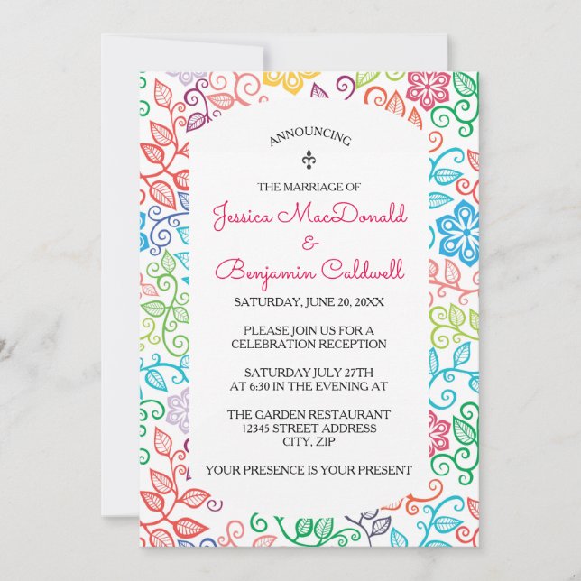 Padrão Floral - Anúncio de Casamento (Frente)