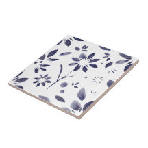 Padrão Floral Aquarela Azul