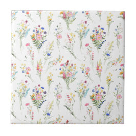 Padrão Floral Aquarela de Flores Silvestres