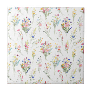 Padrão Floral Aquarela de Flores Silvestres