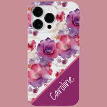 Padrão floral aquarela vermelho azul roxo