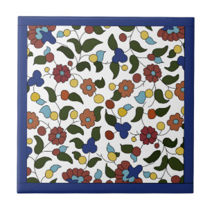Padrão Floral Armênio - Azul e Branco