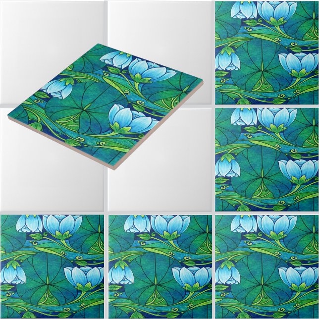 Padrão Floral Art Nouveau Retro com Folha de Lírio (Criador carregado)