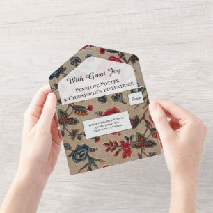 Padrão Floral Art Nouveau Vintage para Casamento C