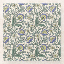 Padrão floral azul, amarelo e branco contínuo