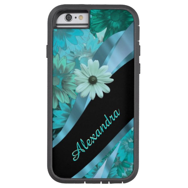 Padrão floral azul-aqua bonito personalizado (Verso)