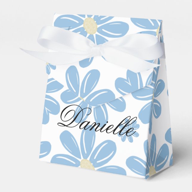 Padrão Floral Azul - Caixa de Favor Personalizada (Frente)