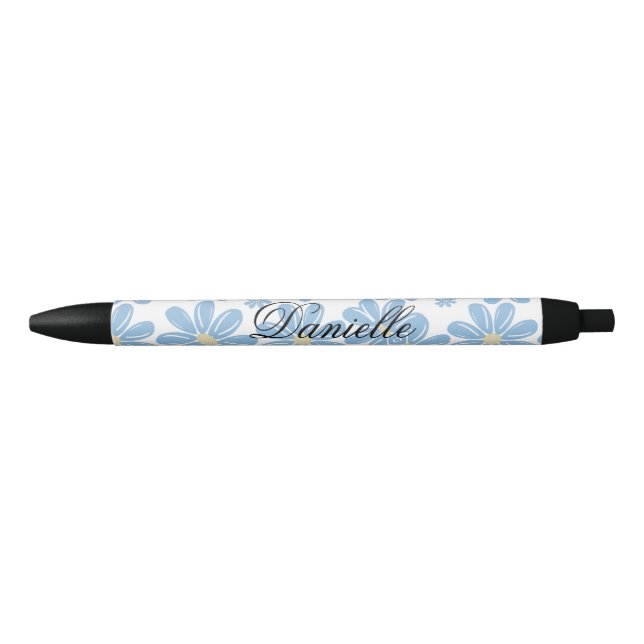 Padrão Floral Azul - Caneta de Tinta Preta Persona (Frente)