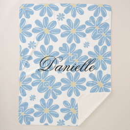 Padrão Floral Azul - Cobertor Sherpa Personalizado