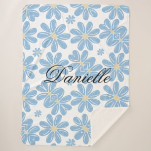 Padrão Floral Azul - Cobertor Sherpa Personalizado
