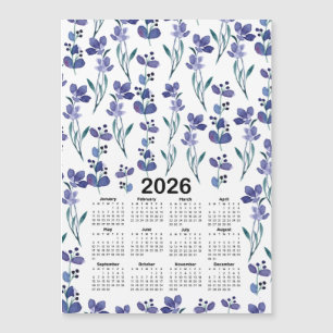 Padrão Floral Azul de Cor de Água do Calendário 20