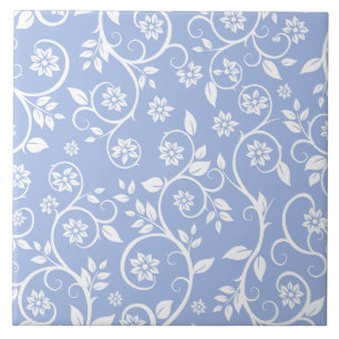 padrão floral azul e branco
