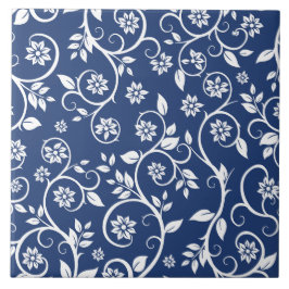 padrão floral azul e branco