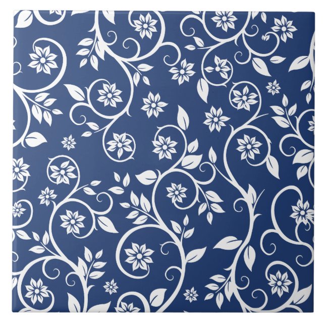 padrão floral azul e branco (Frente)
