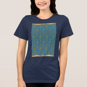 Padrão Floral Azul E Dourado