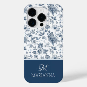 Padrão Floral Azul e Nome Personalizado