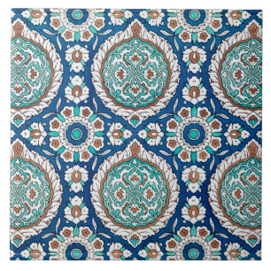 Padrão Floral Azul e Turquesa Marroquino Vintage