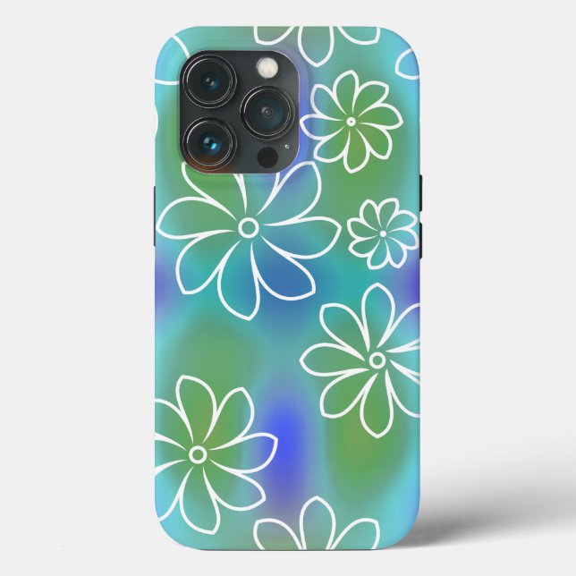 Padrão Floral Azul e Verde Sem Olhos (Verso)