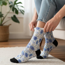 Padrão Floral Azul Elegante Retro Primavera Botâni