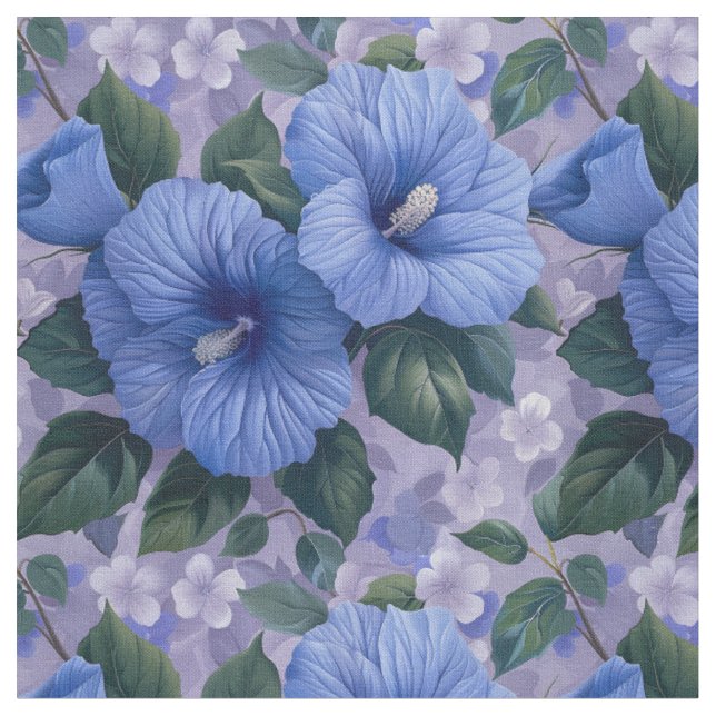 Padrão Floral Azul em Tecido Lavanda (Detalhe)