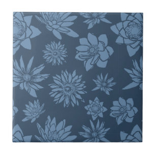 Padrão Floral Azul Escuro Decorativo