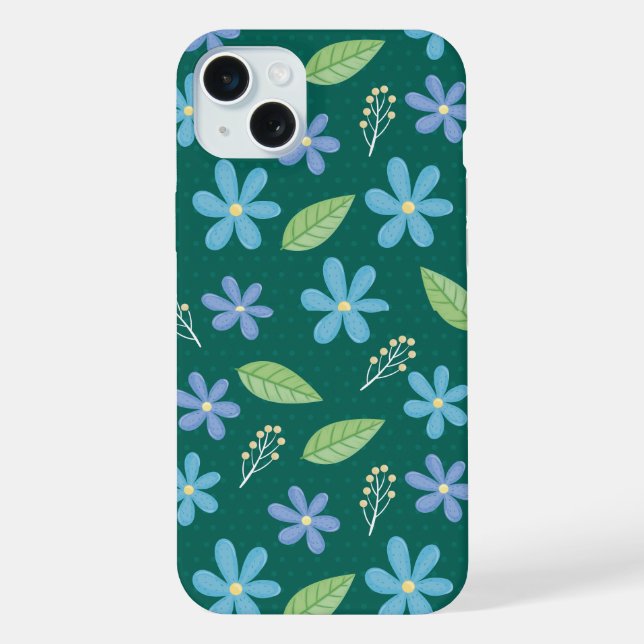 Padrão Floral Azul Fofo Sem Costuras (Verso)