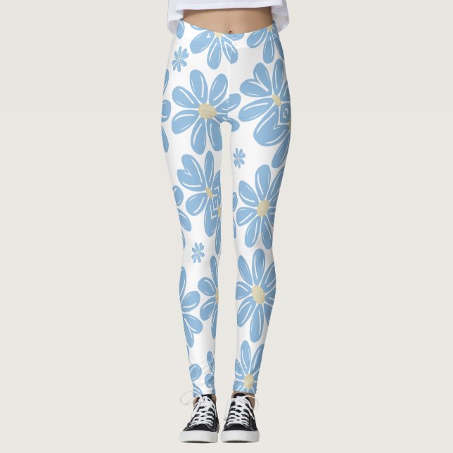 Padrão Floral Azul - Leggings (Frente)