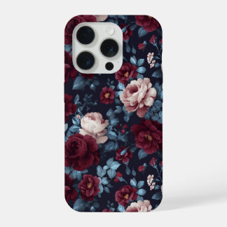 Padrão Floral Azul Marinho Rosa Burgundy Elegante