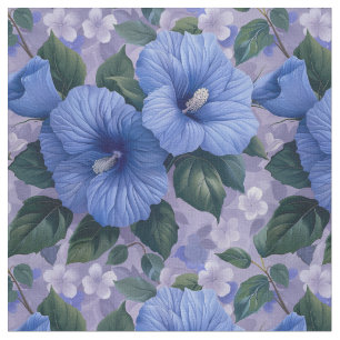 Padrão Floral Azul no Tecido da Lavanda