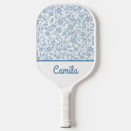 Padrão Floral Azul Personalizado com Nome Customiz