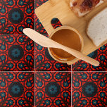 Padrão Floral Azul Preto-Vermelho Foliar<br><div class="desc">Introduzindo um design decorativo excepcional de azulejo de cerâmica que é destinado a cativar seu olhar. Esta criação monocêntrica mostra um padrão vibrante e intrincado adorado com motivos florais encantadores inspirados pelas tradições folclóricas, evocando um senso de fascínio étnico. A paleta de cores ricas combina tons de vermelho, preto e...</div>