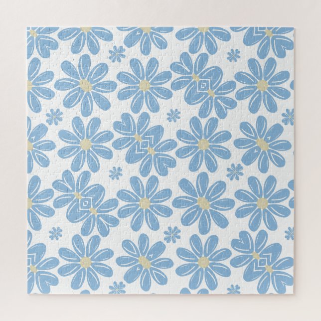 Padrão Floral Azul - Quebra-Cabeça (Vertical)