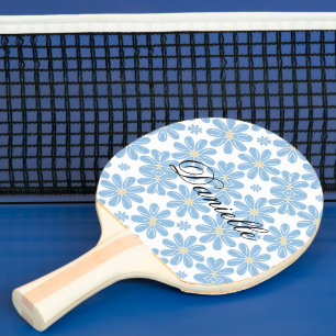 Padrão Floral Azul - Raquete de Ping Pong Personal
