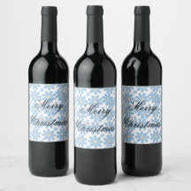 Padrão Floral Azul - Rótulos de Vinho