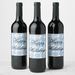 Padrão Floral Azul - Rótulos de Vinho Personalizad