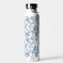 Padrão Floral Azul Toile de Jouy Francês Country