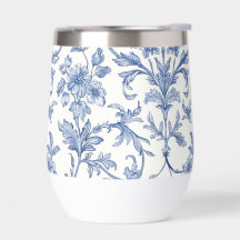 Padrão Floral Azul Toile de Jouy Francês Country