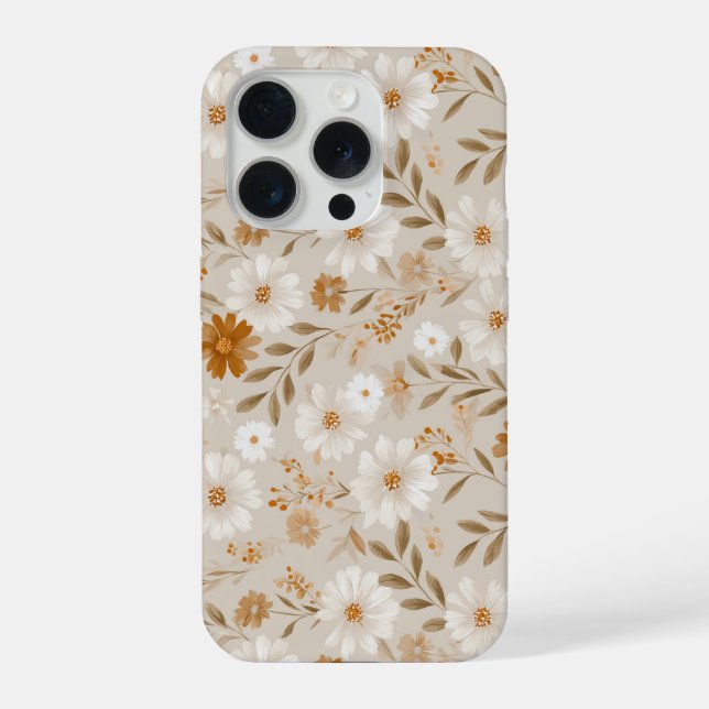 Padrão Floral Bege Boho Terra Daisy (Verso)