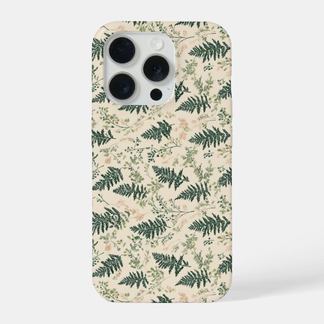 Padrão Floral Bege Verde Botânico Samambaia (Verso)