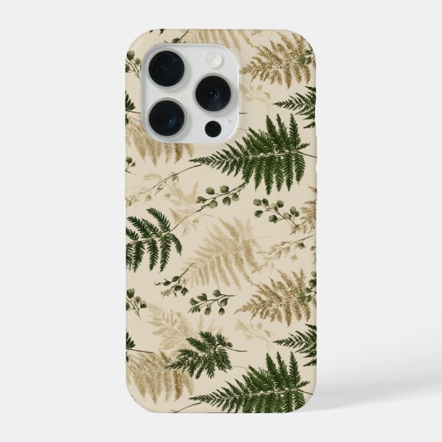 Padrão Floral Bege Verde Botânico Samambaia (Verso)