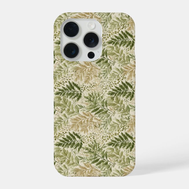 Padrão Floral Bege Verde Botânico Samambaia (Verso)