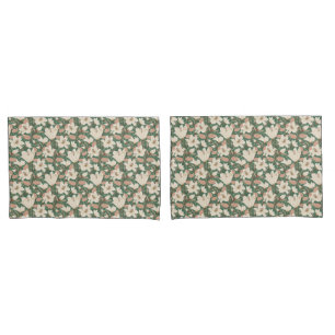 Padrão Floral Botânico de Beige Lily Verde