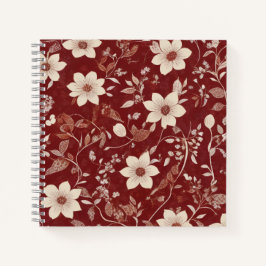 Padrão Floral Botânico de Cottage Vermelho Vintage