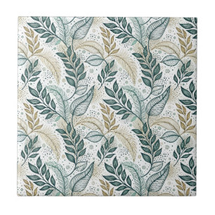 Padrão Floral Botânico de Folha Elegante em Azul T