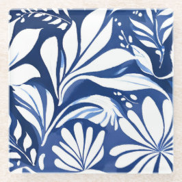 Padrão Floral Botânico em Aquarela Azul