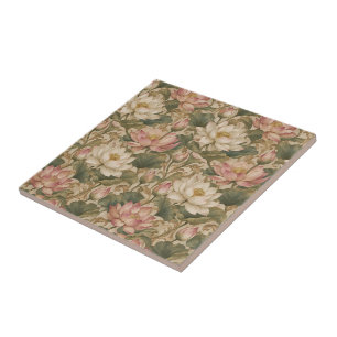 Padrão Floral Botânico Lótus de Água Vintage