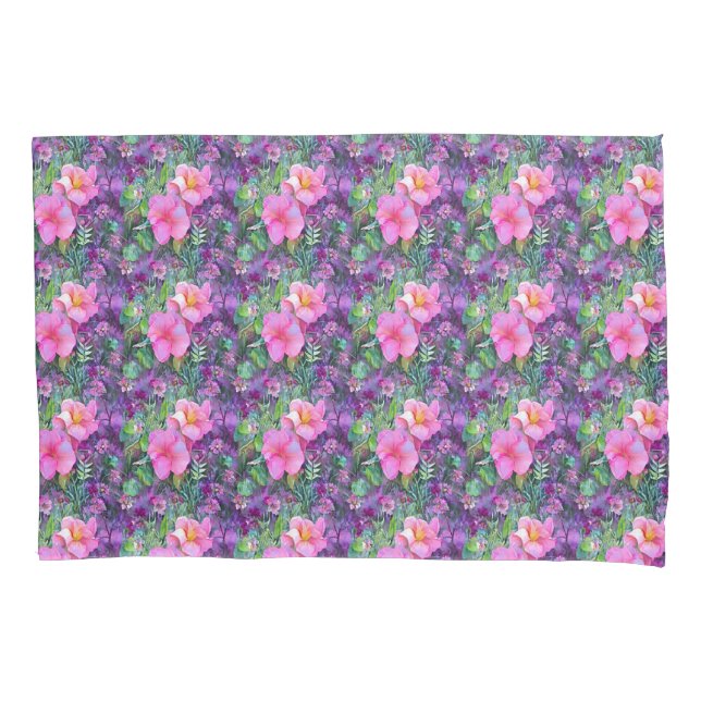 Padrão floral botânico roxo e rosa (Frente)