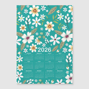 Padrão Floral Branco do Calendário 2026